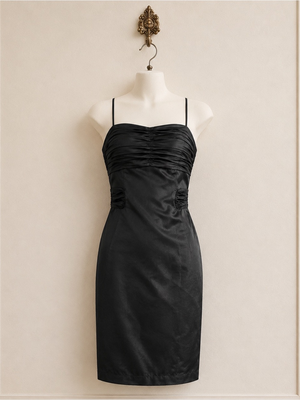 Marc Bouwer vintage silk spaghetti strap little black cocktail dress 4